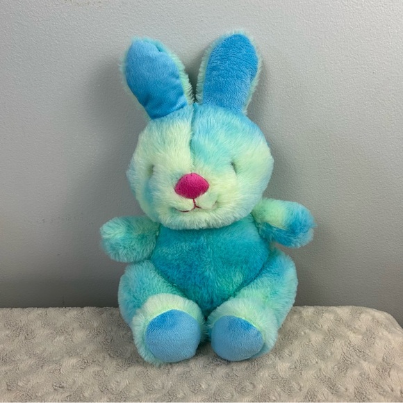Animal Adventure Bunny Rabbit Plush Stuffed Animal Toy Blue Tie Dye Pink Nose - Picture 1 of 5